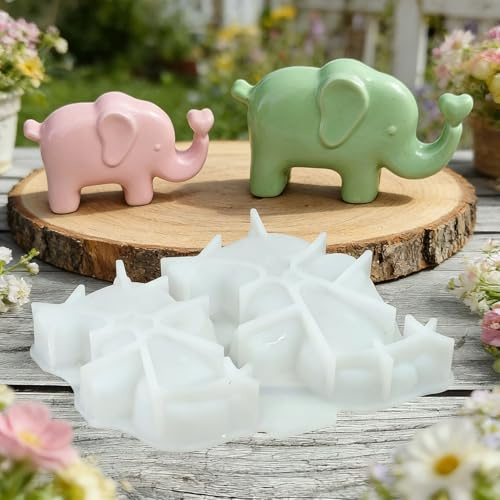 EPODA Moldes de silicona para fundición de animales, 3D elefante molde de silicona para yeso, velas de hormigón, molde reutilizable para manualidades, decoración de primavera, día de la madre