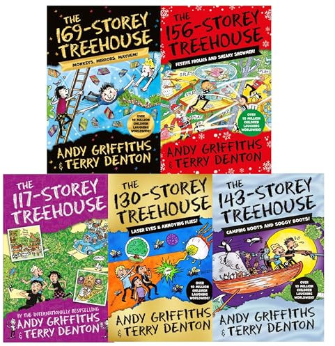 The Treehouse Storey Series 5 Books Collection Set (Books 9-13) by Andy Griffiths & Terry Denton - 169 Storey, 156 Storey, 143 Storey, 130 Storey and 117 Storey