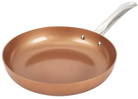 ICA-HOME – Sartén Redonda con doble Asa, Antiadherente, para Cocinas de Gas, Vitrocerámicas e Inducción Color cobre