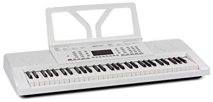Schubert Etude 61 MK II Digital Keyboard - Tasten-Keyboard, 61 Tasten, Lern- und Aufnahmefunktion, 50 Demo-Songs, 300 Klänge/Rhythmen, Netz- und Batteriebetrieb, inkl. Notenständer, weiß