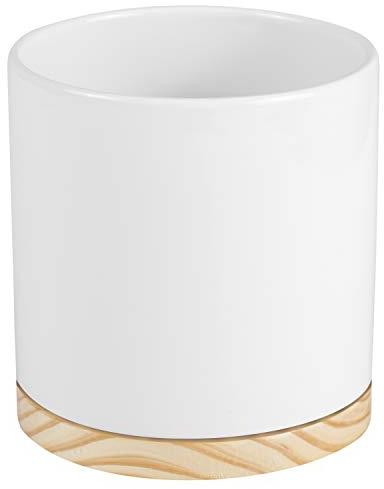 botle Keramik Blumentopf Pflanzkübel Weiss Holz 13 cm Zylinderform