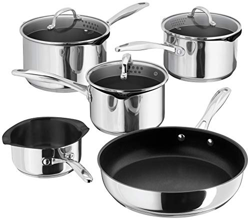Stellar S7C1DNS 7000 Non-Stick Draining Saucepan Set, Stainless Steel