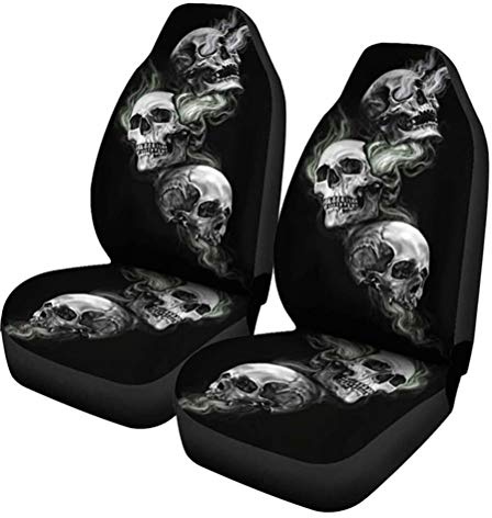 Autositzbezug, wasserdicht, universal, Totenkopf-Motiv, hohe Rückenlehne, atmungsaktiv, für Auto, LKW, SUV, Van