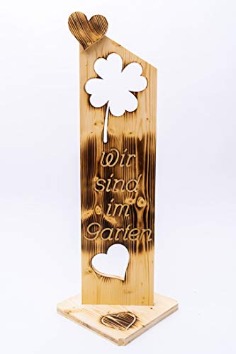 Deko Schild geflammt Herzlich Willkommen NR25 Wir sind im Garten Tür Stele Türschild
