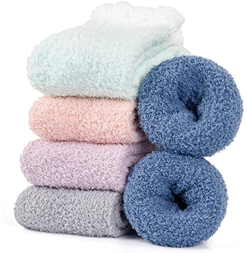 Hocerlu Calze Donna Invernali - 5 Paia Calzini Termici Donna, Calzini Pile Caldi Autunnali Invernali Addensati, Super Soffici per la Casa e il Letto