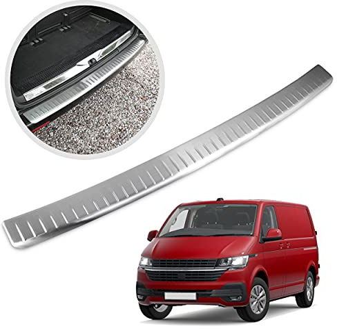 CHROMEMASTER | Ladekantenschutz Stoßstangenschutz | Kompatibel mit VW T6.1 2019-2021; Gebürsteter Edelstahl, Silber Matt; Unsere Lackschutzleiste Sichert den Heckstoßfänger vor Kratzern