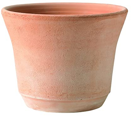 Generico Vaso Terracotta Fatto a Mano + Sottovaso in Terracotta; Fioriera Diametro 33 cm, Altezza 26 cm Cotto Naturale con Foro per il Drenaggio dell'Acqua