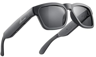 OhO sunshine Audio Sunglasses,Voice Control and Open Ear Style Listen Music and Calls with Volumn UP and Down, Bluetooth 5.0 Smart Glasses and IP44 Waterproof Feature for Outdoor Sports