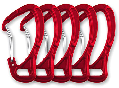 CRAZY SHARK 5 Stück Karabiner, 65mm große Karabinerhaken aus hochwertigem Premium Alu für Schlüsselanhänger, Rucksack, Wandern, Camping, Angeln, Outdoors und Mehr, Rot