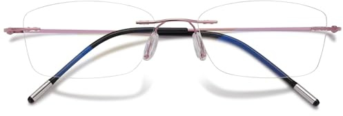 VEVESMUNDO Randlos Titan Lesebrille Anti Blaulicht Ultraleicht Metall Blaulichtfilter Sehhilfe Lesehilfe Brillen Ohne Rahmen für Herren Damen (1 Stück Grau, 0.0)