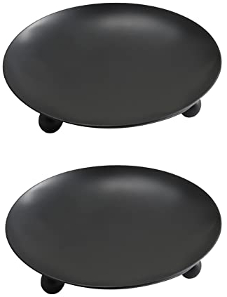 ERBO Kerzenhalter Stumpenkerzen, Kerzenständer Stabkerze Schwarz 2er Set, Teelichthalter Metall für Hochzeit Räucherkegel Spa Gebet Home Party, Weihnachts Tisch Deko, Adventskranz (6,8 x 1,3cm)