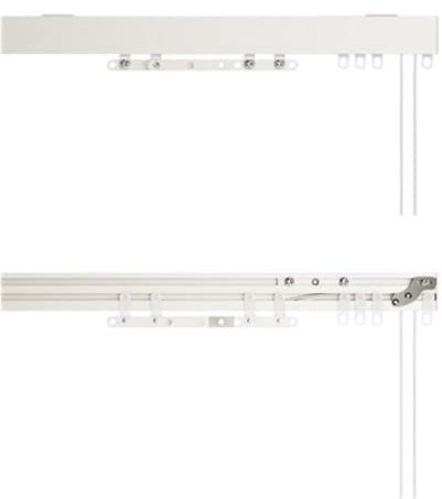 Aluminium Bendable CONTOUR Corded Curtain Track Set with Overlap Arms - 400cm White