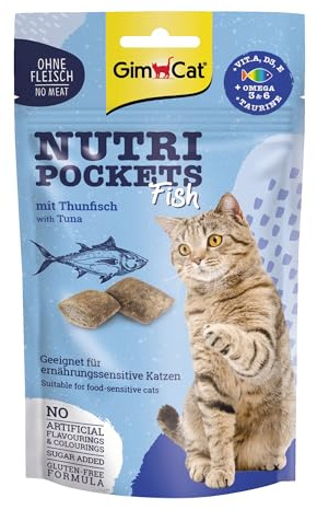 Gimcat Nutri Pockets Poisson Thon - Friandise Croustillante pour Chats avec des Ingrédients Fonctionnels - 1 Sachet (1 X 60 G)