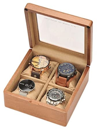 Uhrenetui Uhrenbox Uhrenkoffer Uhrenkasten Uhrenbox Aus Holz Mit Transparenter Glasabdeckung, Uhrenbox Mit 4 Ziffern, Aufbewahrungsbox for Schmuck Uhrenrolle Uhren Aufbewahrungsbox ( Color : A , Size