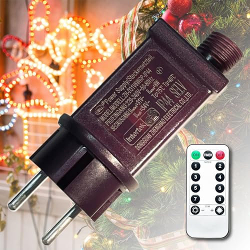 AIFIZO 31V LED Netzteil 20~50LEDS Weihnachtsbeleuchtung, IP44 mit Fernbedienung für Niederspannungs-LED-Adapter, Lichterketten Netzteil, 8 Verschiedene Lichtmodi