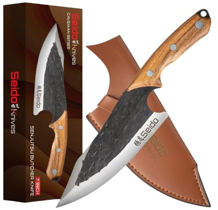 Seido Knives Senjutsu Butcher Knife | Versatile Precision for Culinary Mastery Perfect for Outdoor BBQ Camping, Meat Slicing Multipurpose Knife | Ideal gift for Birthday, Wedding, Graduation