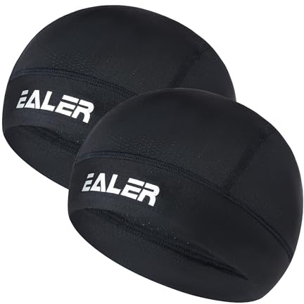EALER HAC100 Skull Cap Helmet Liner Cooling Mesh Hockey Skull Cap, Cycling Running Hat Sweat Wicking Sports Cap for Men Women Black