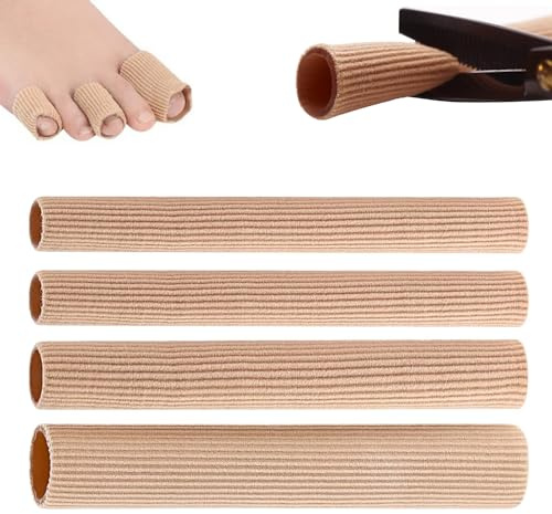 Paquete de 4 Fundas de Silicona Para Dedos de Los Pies Cortables, Tubo de Silicona de Fibra Transpirable para Los Dedos, Callos Y Callosidades, Dolor por Presión de Los Dedos de Los Pies, 3 Tamaños