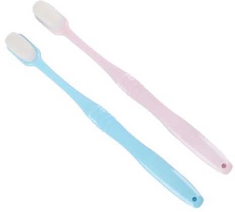 PartyKindom 2stücke Zahnbürsten Mit Fell-design Mundreinigung Robuste Bürsten Mit Ergonomischem Griff Rosa Und Blau