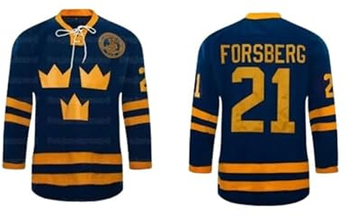 Hockey #21 P Forsberg Jersey Team Sweden Ice Hockey Jerseys Embroidered 100% Stitched Blue Custom Your Name & Number