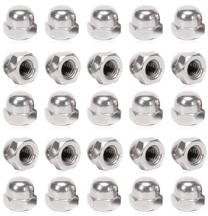 QXSKSLH 25 Pieces 3/8-16 Acorn Hex Cap Dome Head Nuts, 304 Stainless Steel 18-8, Bright Finish