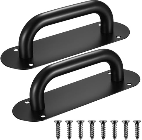 2 Stk Schiebetür Griff Mit Platte Edelstahl - Pull Push Türgriffe, Torgriff, Schrankgriffe, Scheunentor-Griff, Türgriffplatte Holzschrank - 200*65 mm/Oval