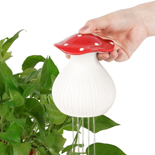 Flenpptly Arrosoir à pouce en céramique - Arrosoir de pluie mignon en forme de champignon pour décoration de jardin et cadeau amusant pour pendaison de crémaillère