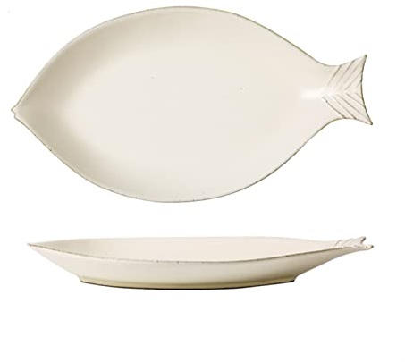 SOBOLON Party Plates Large Simulation Fish Ceramic Plate Home Creative Porcelain Steamed Fish Plate 10-12 Inch Rectangular Plate Microwave Dishwasher Safe Dessert Plate(B)