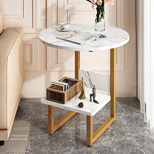 Couchtisch/Beistelltisch/Beistelltisch, Beistelltisch, Wandtisch, Kleiner runder Beistelltisch, 2-stufiger Couchtisch, Metallrahmen, Aufbewahrung für Wohnzimmer, Regal, Outdoor, Potluck, Pic