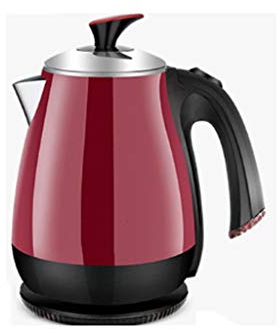 Bouilloire électrique en acier inoxydable, bouilloire électrique domestique de 1,7 L, bouton poussoir, rouge Safehappy