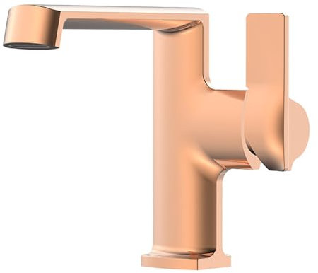 Wasserhahn Bad für Waschbecken Badarmaturen Mischbatterie Waschtischmischer Wasserfall Einhebel Messing Wasserfall Warmes und Kaltes Wasser Roségold Niedrig Armatur für Waschbecken