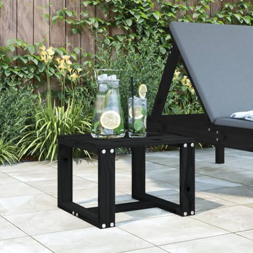 KLYEON Garten-Beistelltisch Schwarz 40x38x28,5 cm Massivholz Kiefer,GartenBeistelltisch aus Kiefernholz für drinnen und draußen – rustikal und vielseitig Gartenmöbel & Zubehör