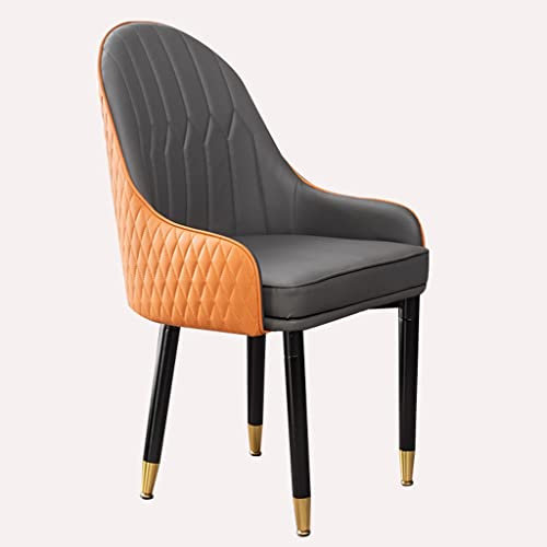 Küchen-Esszimmerstuhl mit Mikrofaser-Leder-Sessel und weich gepolstertem Sitz, Beine aus Buchenholz, für Büro, Lounge, Esszimmer, Schlafzimmer, Wohnzimmer, Orange + Dunkelgrau