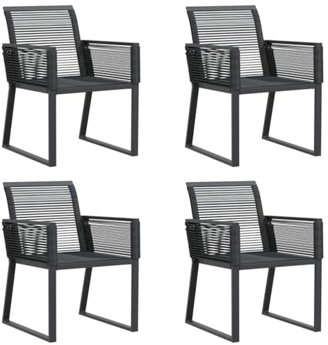 vidaXL Gartenstühle 4 STK. Schwarz Poly Rattan