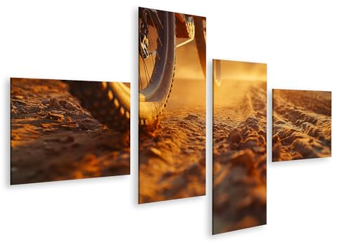 islandburner Prime Bild auf Leinwand Nahaufnahme Mountainbike Reifen auf sandigem Pfad bei Sonnenuntergang Radsport Szene Bilder Wandbilder Poster