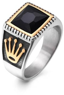 Hasdnker Ring Ringe Damen Bijouterie Herren Herren -Ringe Mit Onyx- Palmenmuster, Klassischer Mode-Hip-Hop-Trendschmuck, Hochwertiges Produkt, 11 Schwarz