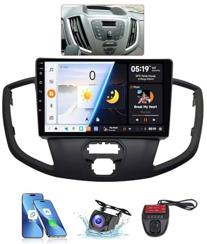 Radio estéreo para automóvil con pantalla táctil de 9 pulgadas ZCRKEJI para For-d Transit Van L3H2 2014-2018 Unidad principal Bluetooth GPS Sat Nav Radio FM RDS DAB 4G WiFi DSP Controles en el volan