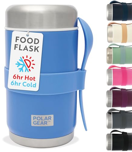 Polar Gear 520ml Thermal Food Flask For Hot Food, Soup Flask with Spoon | Double-wall insulation, 520ml capacity, leakproof, non-slip grip, wide opening, Keep Hot or Cold for 6 Hours