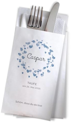Bestecktasche personalisiert | Tischdeko für Taufe Kommunion Konfirmation Jugendweihe jeder Anslass
