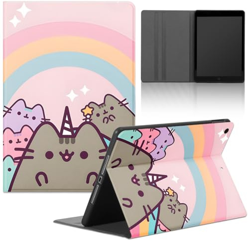 Funda Tablet para Samsung Galaxy Tab A8 10,5 2022/2021 SM-X200/X205, TPU Carcasa Kawaii Anime Pusheen Lindo Gato Dibujos Animados Diseño Manga Stand Función PU Cuero Flip Protectora Cover,Cartoon