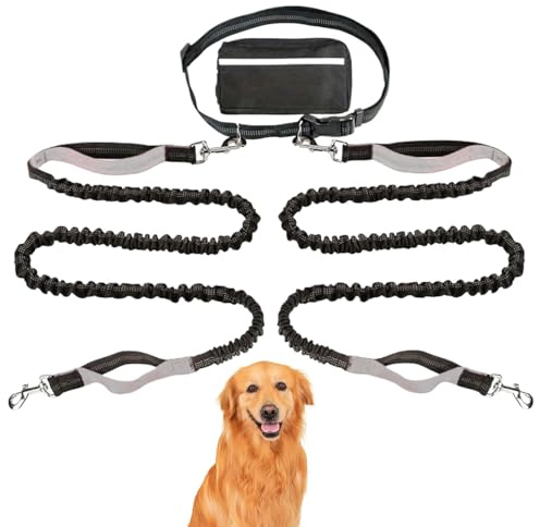 Cable de amarre para perros – Cable reflectante para 2 perros, correa reflectante de nailon resistente para perros, suministros de entrenamiento para mascotas, para caminar, acampar, cazar