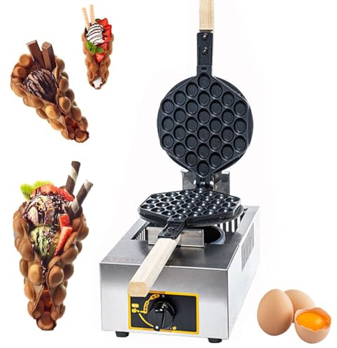 Waffle Cone and Bowl Maker, Gas Waffle Cone Maker, Double-sided Rapid Heating Template, 360° Knob Heating, Non-stick Coating for Easy Cleaning, Heat-resistant Solid Wood Handle, for Commercial