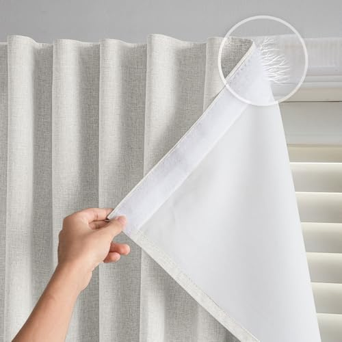 GONNRLY Self Adhesive Curtain No Rod Needed, Blackout Curtains No Drill for Easy Installation, Adhesive Curtains for Window Privacy (Light Beige - W35 × L60 in)