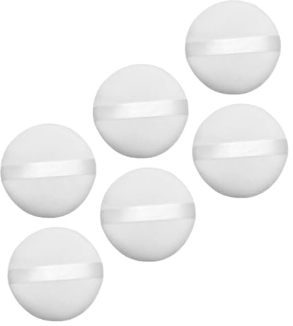 LOORGVEL Runde Weiße Puderquasten 10cm Durchmesser 6 Stück aus Baumwolle und Schwamm Weich und Sanft Handlich für Losen Puder und Gesicht Make Up