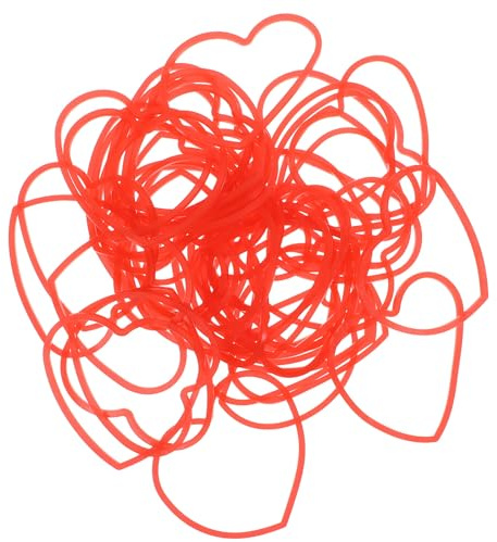 GARVALON 50pcs Performance Props Elastic Bands Magician Trick Rubber Band Exceptional Elasticity Easy to Operate Red Plastic for Parties and Shows