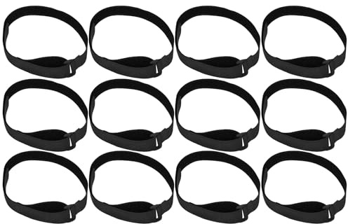 ifundom Lot de 12 Sangles de Fixation Réglables pour Parasol de Terrasse 25 MM X 600 MM Sangles Anti-Vent Réutilisables en Noir Accessoires Stabilisateurs pour Parasols Jardin et