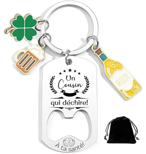 XWXWXW Porte-clés Cadeau pour Cousin ouvre-bouteille - Fête des Pères, Anniversaire, Noël et Famille cadeau cousin 18 ans cadeau cousin homme
