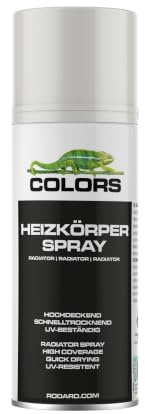 COLORS Heizkörperspray Weiss 400ml – Heizkörperlack & Radiator Sprühlack | Heizkörper, Schnelltrocknend, UV-beständig & vergilbungsfrei | RAL9010 - Reinweiss Hochglanz