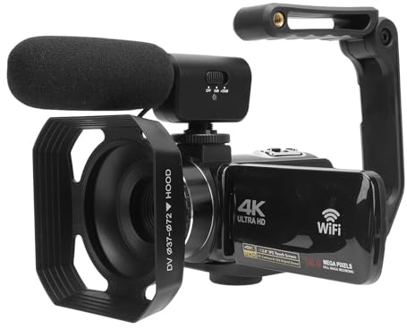 Fafeims 4K-videokamera, 56 MP WiFi-pekskärmskamera med Mikrofonstabilisator och Vidvinkelobjektiv för Vloggning Av Reseinspelning