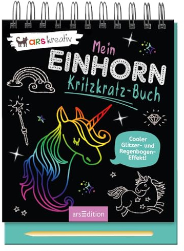 Mein Einhorn-Kritzkratz-Buch: Cooler Glitzer- und Regenbogen-Effekt | Kreativer Kratzelspaß mit Malideen und Holzstift für Kinder ab 5 Jahren